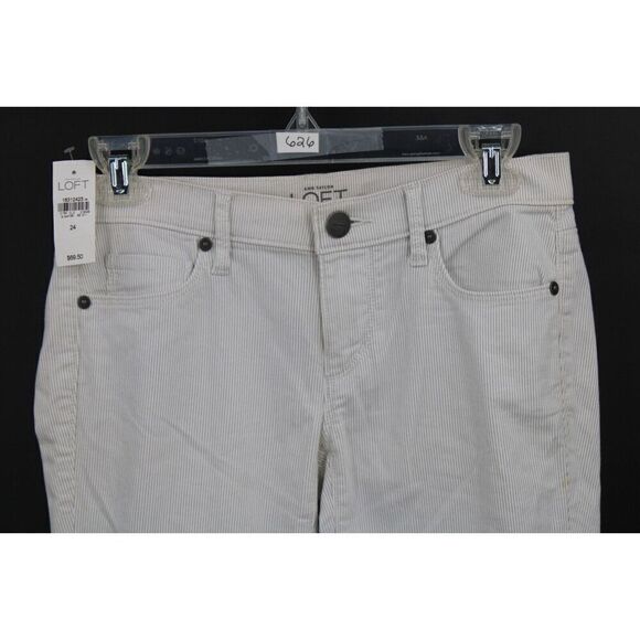 Ann Taylor Loft Modern Skinny Pants Size 24/00 Gray & White Stripe Jeans Nwt - Picture 2 of 10
